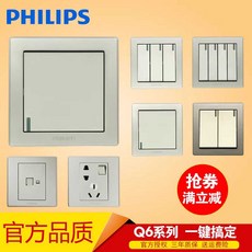 립스 Q6 전등 스위치 1구 2구 3구 4구 콘센트, 1개, 금색 사선형 5공 콘센트 10A 넓은간격