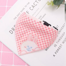 DZER 애완동물용 귀여운 체크 무늬 스카프 작은 동물 자수 목걸이 전연령용, S, 핑크