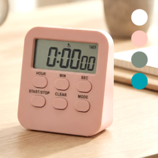 DUGNSTUDIO 디지털 주방 쿠킹 수험생 무소음 6in1 기능 타이머 스톱워치, 1개, 코랄핑크