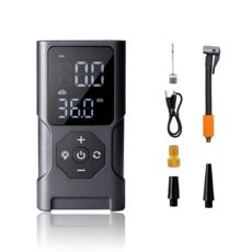 휴대용 무선 공기 주입기 풀세트 LED손전등/보조배터리/자동차/구기류/자전거 오토바이 다용도 에어 펌프 블랙 1세트, black, 1개