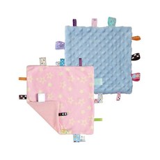 해외 CREVENT Tag Security 아기용 담요 남아용 부드럽고 작은 러비 아기 이불 감각 생일 베이비 샤워를 위한 훌륭한 선물 25.4 x 25.4cm10 10인치 8, Pink Star + Blue.