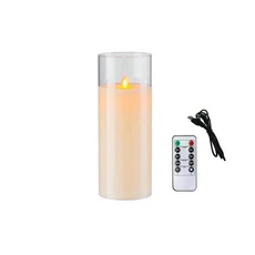 led 촛대 촛불 양초 캔들 USB 충전식 가짜 초 기둥 세트 흔들리는 심지 파라핀 원격 제어 타이머 유리 조명, [01] Clear glass, [03] 1pc Height15cm only, 1개
