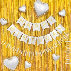 파티팡 생일파티 은박커튼+가랜드 장식세트 [홀로그램골드 유광실버] 장식방법동봉 생일파티 파티용품 파티풍선, 1개