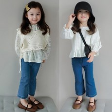 꼬꼬몽 슬림 부추컷 아동용 청바지 여아 데님팬츠