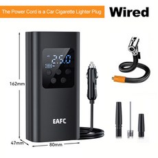 15 PSI 휴대용 무선유선 에어 펌프 타이어 공 압축기 자전거 압력 공기 자동차 오토바이, Wired Style