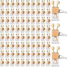 Zubebe 100피스 자동차 디퓨저 병 빈 벌크 벤트 클립 공기 청정기 에센셜 오일 향수 유리병 나무 캡 스틱 장식품 (그라데이션 블랙) 228871 8034912164, 무색_100