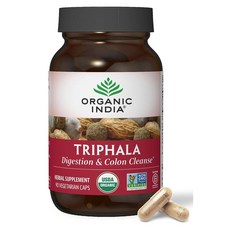 Organic India 트리팔라 허브 결장 소화 이뮨 보충제 90캡슐 어답토젠/비건/글루텐프리/유기농/논GMO, 1개