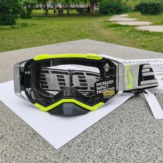 모터사이클 방풍 방진 고글 하레이 스타일 라이딩 스키 고글 헬멧용 바이크 안경, 노란색 프레임 수은 가장자리 클립의 투명한片