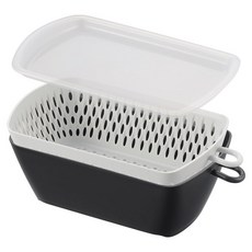 AKEBONO 曙產業 附蓋方形蔬菜瀝水籃組, 1組, 瀝水籃 + 盆 + 蓋子