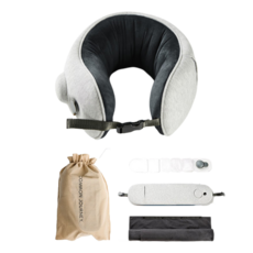 旅行便攜式機艙氣泵枕頭毯子, 鵝卵石（灰色）