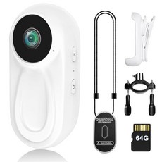 1080P 미니 바디 카메라 64GB 카드 POV 웨어러블 액션 캠 마그네틱 랜야드 엄지손가락 핸즈 프리 레코딩 스포츠 비디오 반려동물 자전거 여행용 휴대용 캠코더 마운트, 1080P 미니 바디 카메라 64GB 카드 포함 POV