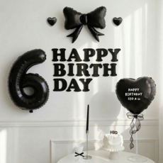 파티몬 생일 풍선 가랜드 리본 파티 용품 숫자 이니셜 세트 소품, 숫자 6 풍선 리본 생일 풀팩