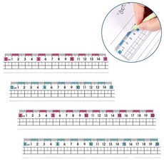 루베이 컬러 커팅 방안자 세트 투명 확대된 숫자 표시 눈금 식별 용이 오차 감소 문구/학교/사무실, 블루, 4개