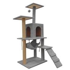 有才寵物商店 階梯式多層貓跳台 貓跳台 遊戲台, 1個, 階梯式多層貓跳台-銀灰小