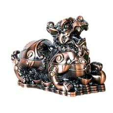 龍龜造型復古菸灰缸，精緻雕刻合金材質桌面擺飾，增添生活品味, 貔貅A款-紅古銅, 1個