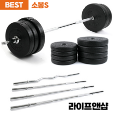 라이프앤샵 역기세트 역기봉 소봉 + 14키로 16키로 20키로 25키로 30키로 40키로 원판 바벨 세트, 1개, 블랙, 25kg