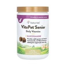NaturVet 高齡犬綜合維生素 葡萄糖胺 關節保健 犬 綜合維他命 VitaPet Senior, 1個, 高齡犬用 原裝120顆肉塊2028年