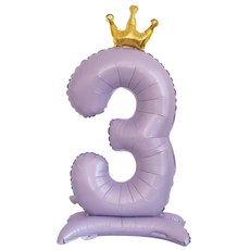 스마일파티 초대형 100cm 스탠딩 왕관 숫자 풍선 자립형, 1개, 퍼플3