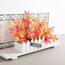 단풍 조화 화분 미니 울타리 set 24cm 인테리어 조경 테이블 로비 장식 소품, 미니단풍울타리화분, 1개
