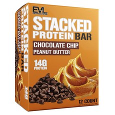 EVLUTIONNUTRITION Stacked蛋白棒 巧克力脆片花生醬 12入, 1個, 780g