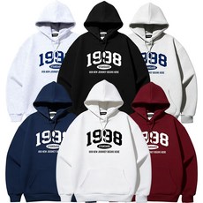 FONOW 남성 여성 빅사이즈 1998 레터링 프린트 빈티지 캐주얼 후드티