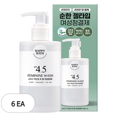 해피바스 pH 4.5 약산성 쑥 젤 여성청결제, 300g, 6개