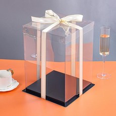투명 케이크 상자 용기 선물용 박스 포장용 케이크상자, 1개, 8인치 단층 26x26x18cm