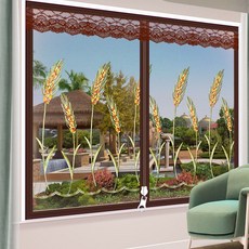Windows 모기장 암호화 지퍼 여름 anti-mosquito net 자기 접착 성 보이지 않는 스크린은 DIY 주문 창 스크린을 할 수있다, w60 x h70cm, Wheatearsbrown