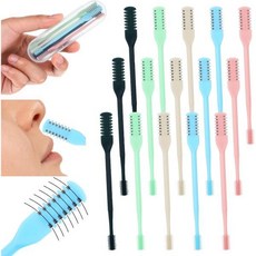 여성용 5PCS 2in1 코털 커터 업그레이드 양면 나이프 부드러운 청소 브러시 이어 피커 트리머 360° 콧구멍 털 제거 도구, 5