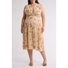 조이 Joie 메이브 플로럴 백 컷아웃 실크 미디 드레스 1986091