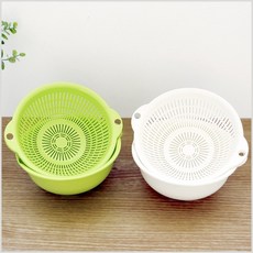 일본 사나다 후레쉬페어 1.1L 소형 채반+볼 작은 과일 야채 소쿠리 바구니 D-5324, 화이트, 1개