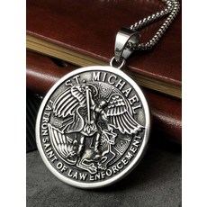 미카엘대천사 동상 미카엘 은목걸이 액세서리 제품 실버 장식품 실버925 목걸이 성물, 1.은 L