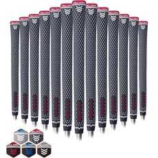 Full Choice Rubber Golf Grips 13팩 간결한 패션 디자인 높은 견인력 미끄럼 방지 그립 13개 세트 중간 사이즈 그레이 & 화이트 블루 RG, Standard, 블루&화이트 레드(그립 13개)