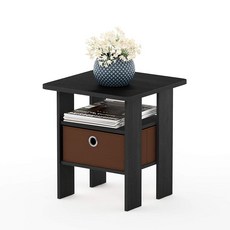 Furinno Dario 엔드 테이블 사이드 나이트 스탠드 빈 서랍이 있는 침대 옆 1팩 아메리카노미디엄 브라운, Americano/Medium Brown