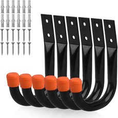 6개입 대형 차고용 고하중 보관용 코드 벽걸이형 케이블용 공구 차고 걸이형 연장 벽면, Orange 6Pcs