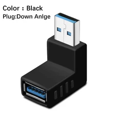 USB 3.0 A 타입 수-암 어댑터 플러그 90 도 왼쪽 오른쪽 앵글 노트북 PC 컴퓨터용 AMAF 커넥터, 03 Down Angle Black, 01 other