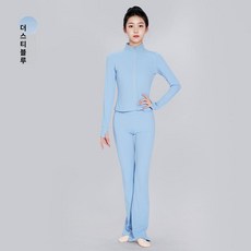 피겨연습복 스케이트 트레이닝 여성 스케이팅 훈련복, 1개, 더스티블루 [상의 + 바지 세트]