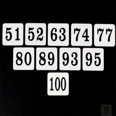 요이찌 숫자1개 사각 60mm 아크릴 번호판 51~100 숫자번호스티커, 65