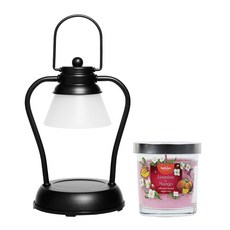 볼시우스 뚜껑 글라스 향초 미니워머 세트 (국내산 타이머 밝기조절), 02 화이트, 01 자스민 앤 망고