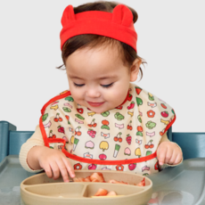 오우아스튜디오 방수 포켓 턱받이 신생아 아기 외출용 휴대용 이유식턱받이, 1개, 1개입, 이지 타입 크림