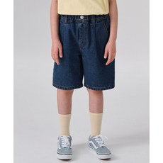 MUSINSA STANDARD KIDS 원 턱 와이드 데님 쇼츠 [미디엄 인디고] 417435