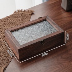 木質復古收納盒 海棠花款 玻璃珠寶盒 翻蓋首飾盒 飾品收納 雜物化妝品 防塵, 1個, 複古中號,每天低價限量10衹, N/A