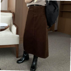 코듀로이스커트 여성 트임 골덴 롱스커트 벨트사은품 코듀로이 스커트