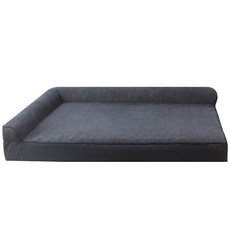 菠蘿格雙邊可拆洗狗窩 四季通用狗沙發, 1個, 菠蘿紋雙邊扶手—深灰