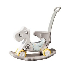多功能兒童搖搖馬寶寶學步車，嬰幼兒騎乘玩具，安全搖椅, 豪華版奶芙白-搖馬五合一, 1個