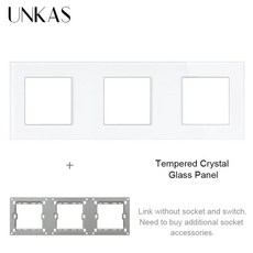 Unkase DIY 브라질 소켓 + 터치 스위치 컴퓨터 전화 흰색 유리 벽면 콘센트 모듈 자유로운 조합, 9. 3 Gang 258mm