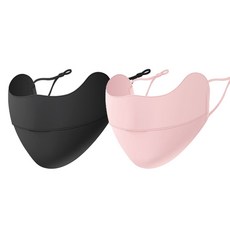 2個抗UV高爾夫運動涼感面罩, 黑色+粉色