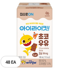 아이라이킷 핑크퐁 아기상어 초코 우유, 48개, 140ml