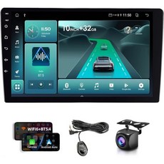 10인치 WiFi 6 무선 카플레이 안드로이드 오토 카 스테레오 32GB 더블 딘 HD 터치스크린 라디오 블루투스 5.4 백업 카메라 GPS 모든 차량에 적합한 유니버설 핏