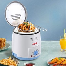 미니 튀김기 가정용 감자 돈까스 치킨 튀김기계 프라이어, 0.5L 화이트 블루 색상